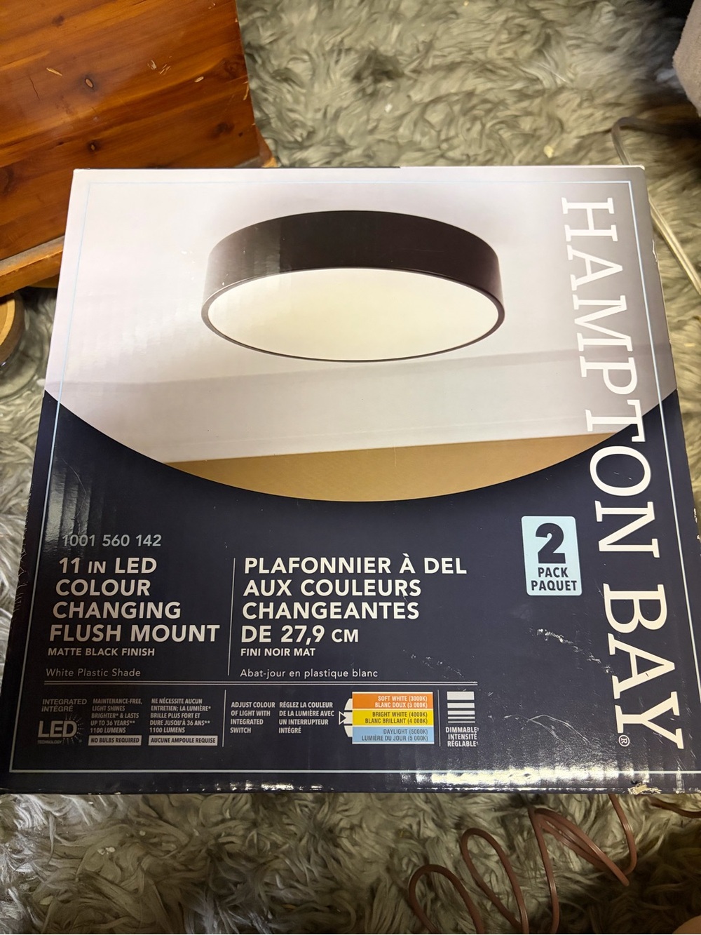 Hampton Bay 11" LED Color Changing Flush Mount - Matte Black (2 Pack)